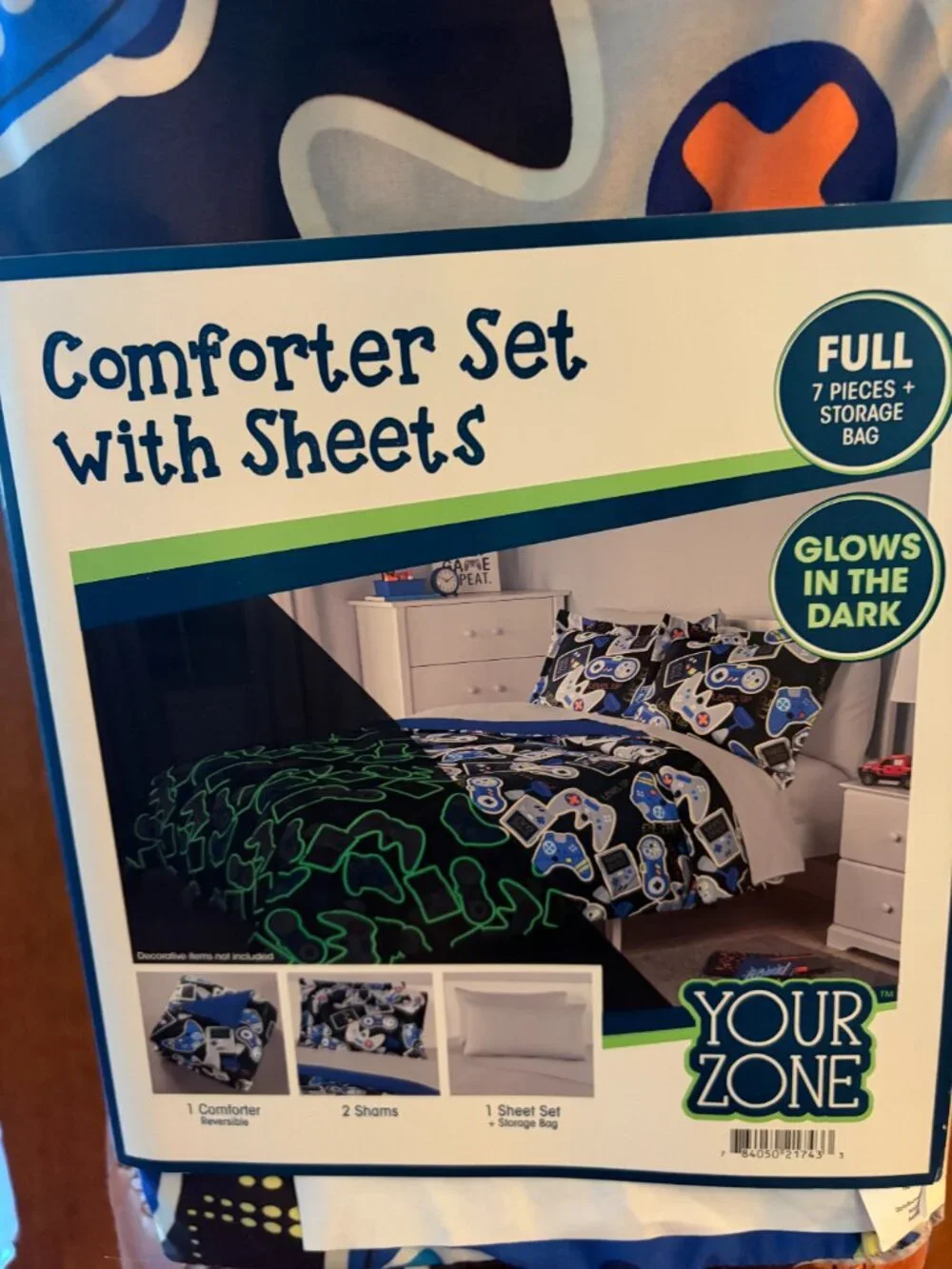 Gamer Glow in the Dark -Full Comforter Set with Sheets